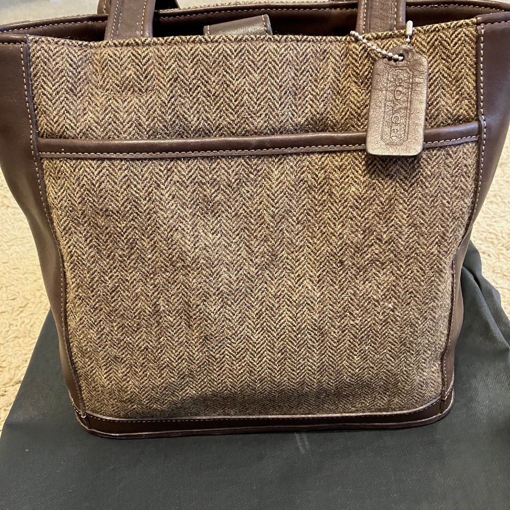 Coach Vintage Leather and Tweed Shoulder Bag